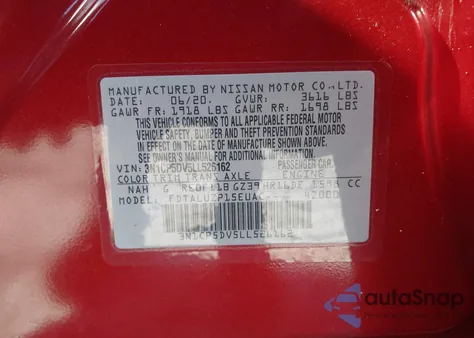 2020 Nissan Kicks Sr Xtronic Cvt z USA, uszkodzony, nr VIN 3N1CP5DV5LL526162